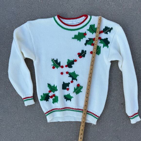 Vintage Holly Ivy Berries Crewneck Ugly Christmas Winter Sweater SMALL? - Picture 5 of 6